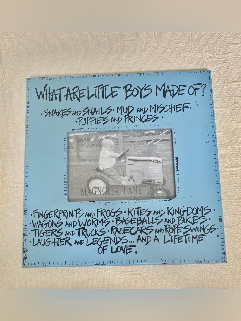 Magnolia Lane Collection Picture Frame - 'What Are Little Boys Made Of. Like new